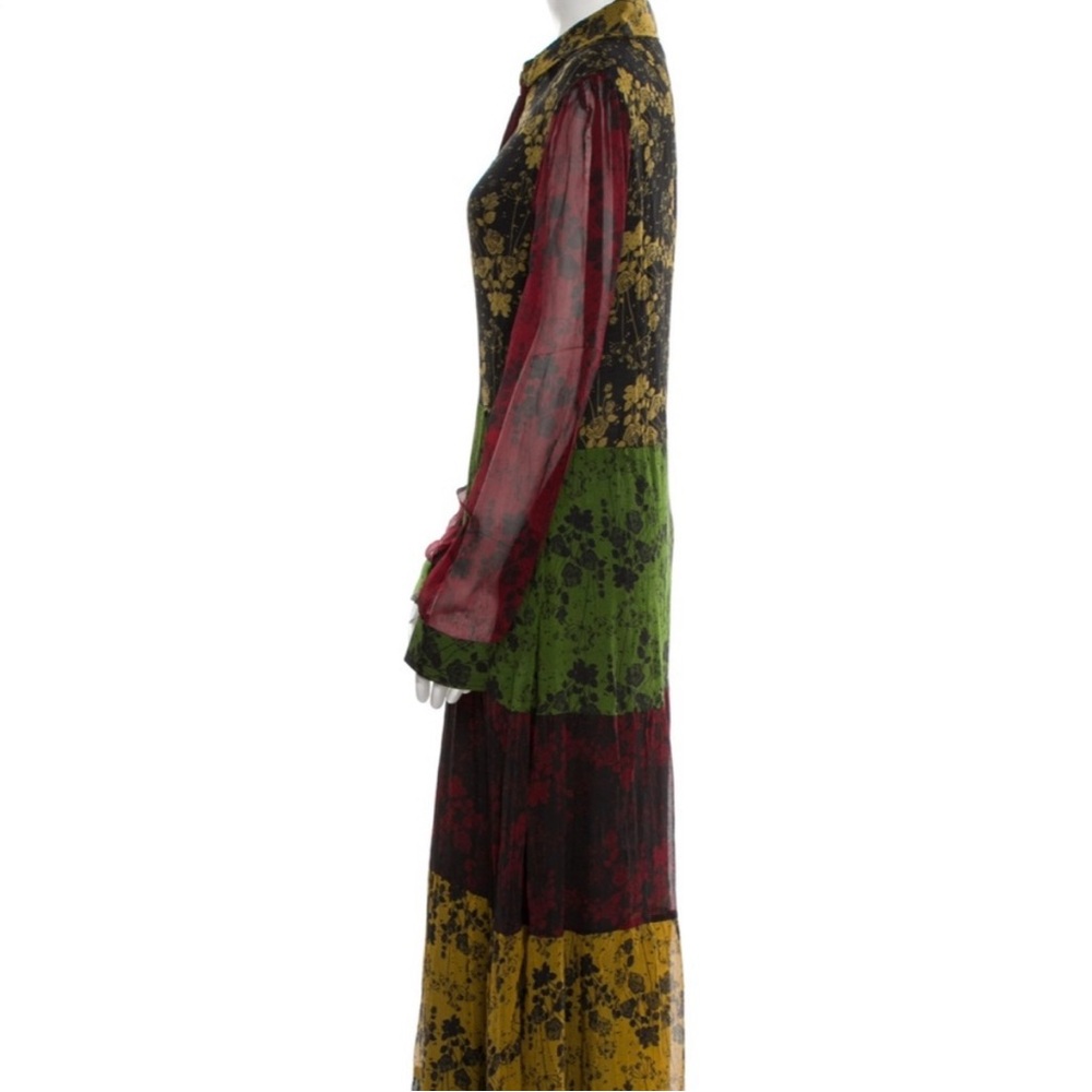 ❤️Anthropologie Mixed Roses Print 100% Silk Maxi Dress💋 by Carolina K size L - Picture 6 of 14